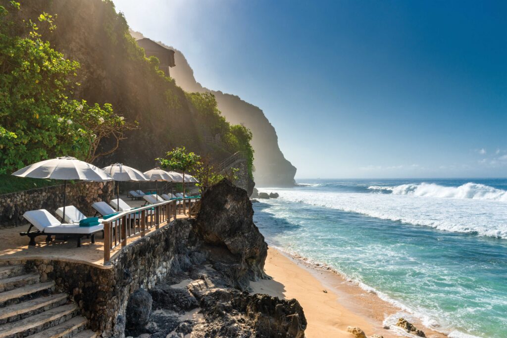 La spiaggia del Bulgari Resort Bali